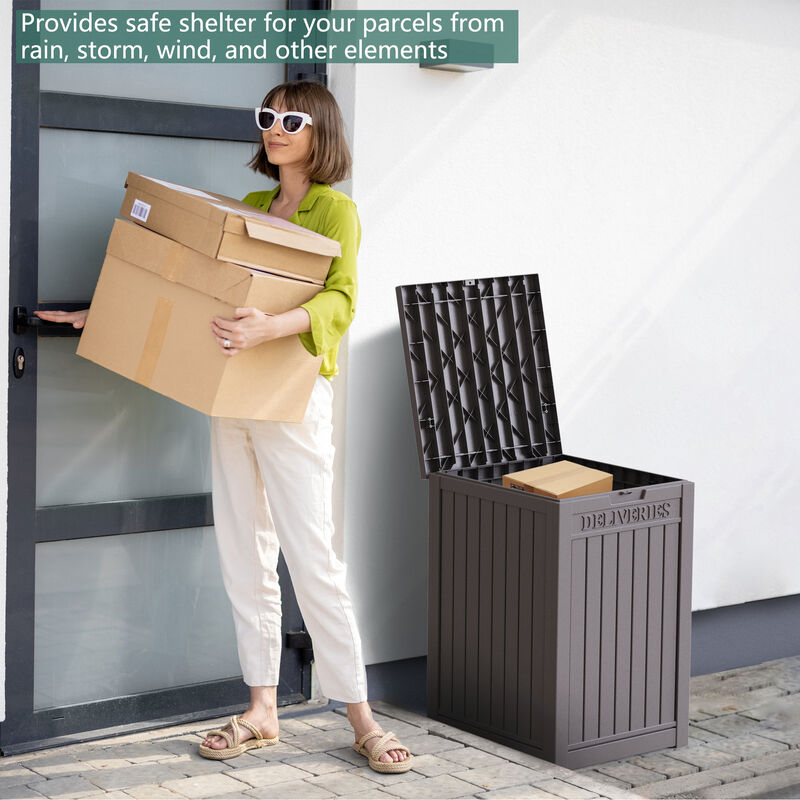 Mondawe 31 Gallon Resin Outdoor Patio Storage Deck Garden Storage Box with Side Handles