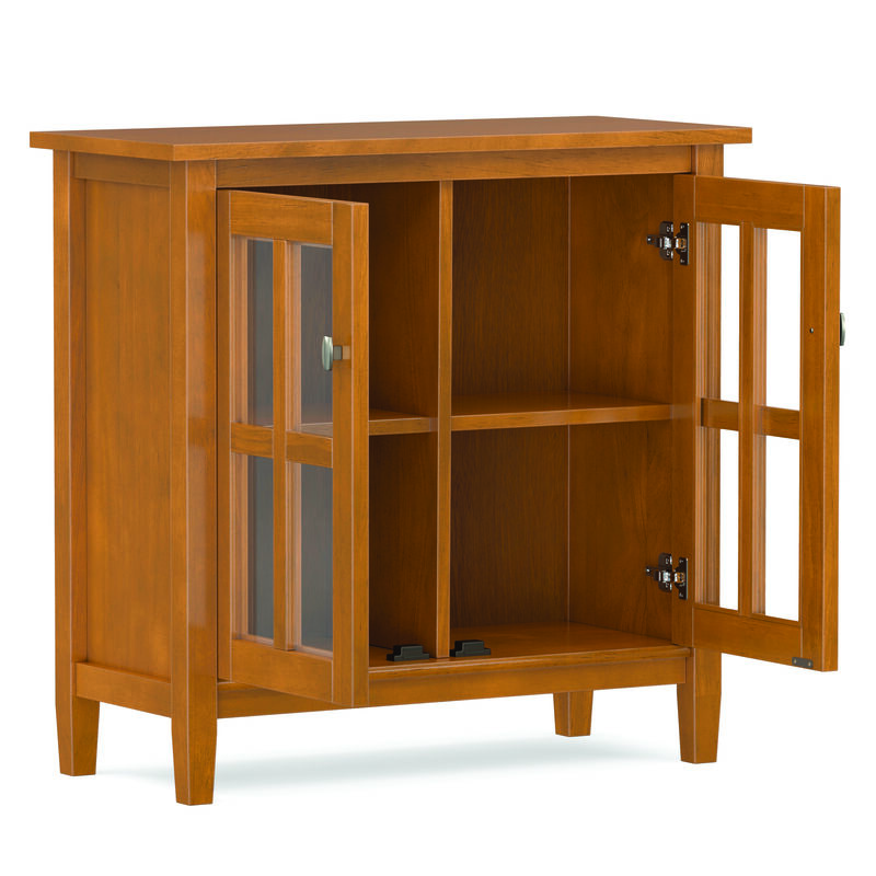 Warm Shaker SOLID WOOD 32 inch Wide Transitional Low Storage Cabinet in Light Golden Brown image number 4