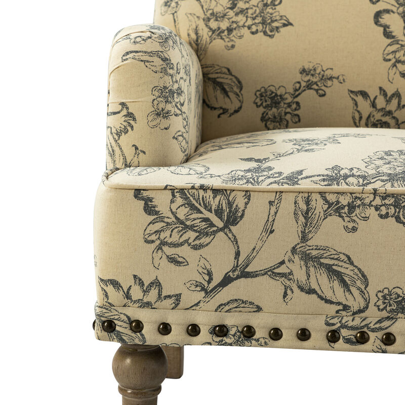 Thyrsus Armchair with Nailhead Trim and Turned Legs