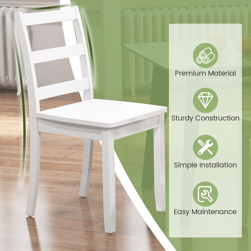 Set of 2 Wood Dining Chairs with Solid Rubber Wood Legs