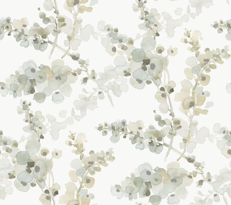 Blossom Fling Mineral Green Peel & Stick Wallpaper (Set of 2)