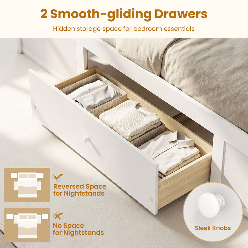 Modern Full Rattan Bed Frame with Under-Bed Storage Drawers image number 5