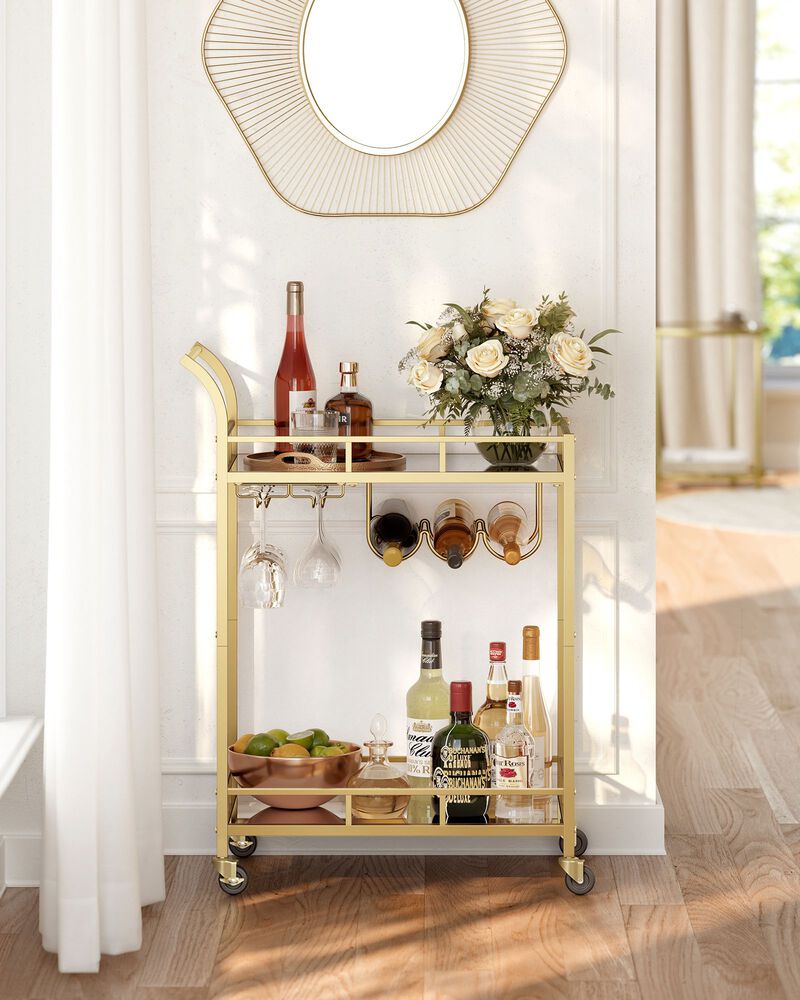 Gold Bar Cart – Stylish and Elegant Drink Station for Home Entertaining