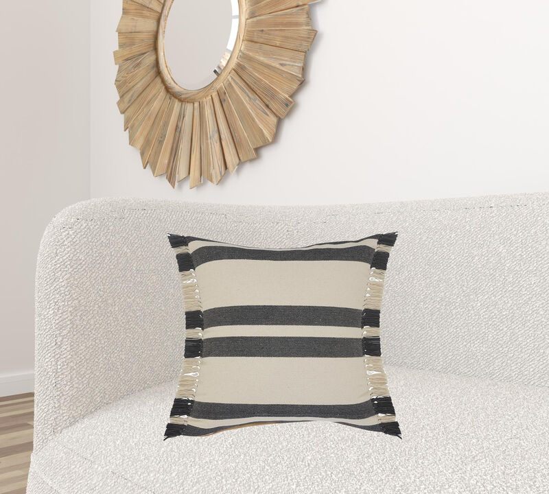 100% Cotton Striped Cushion Pillow &ndash; Zippered Cover for Stylish Decor