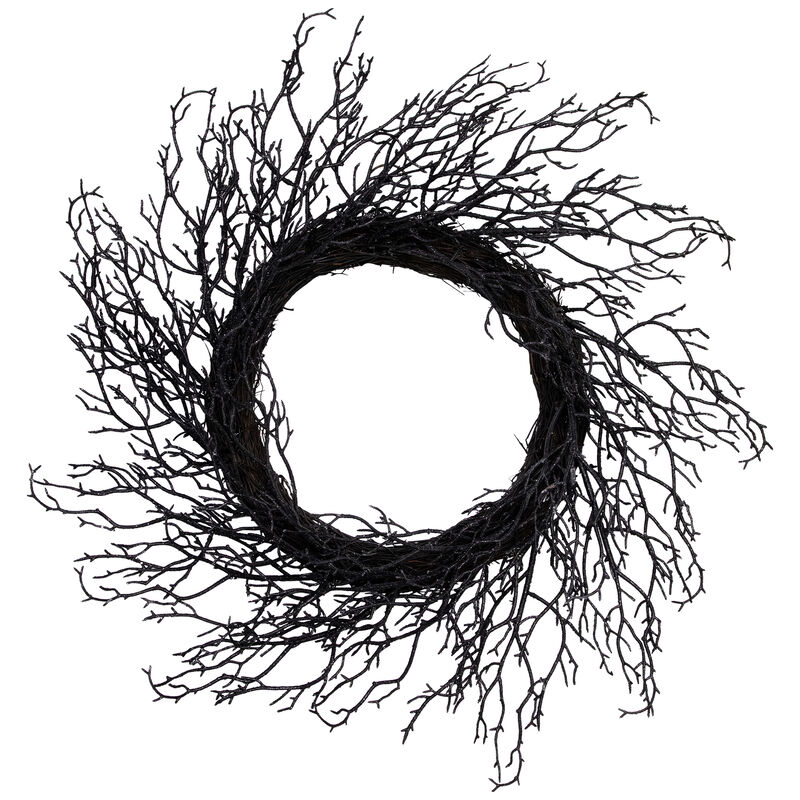 Black Twig Artificial Halloween Wreath  24-Inch  Unlit image number 2