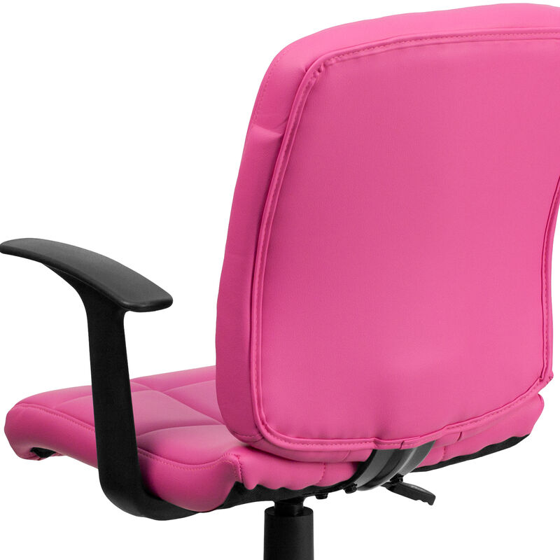 Clayton Mid-Back Quilted Vinyl Swivel Task Office Chair with Arms image number 5
