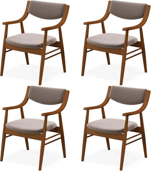 ShipItFurniture Wooden Velvet Upholstered Dining Chair - Rubberwood Frame, Mid-Century Modern