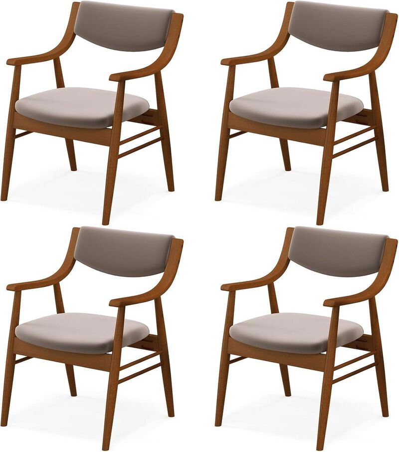 ShipItFurniture Wooden Velvet Upholstered Dining Chair - Rubberwood Frame, Mid-Century Modern image number 0