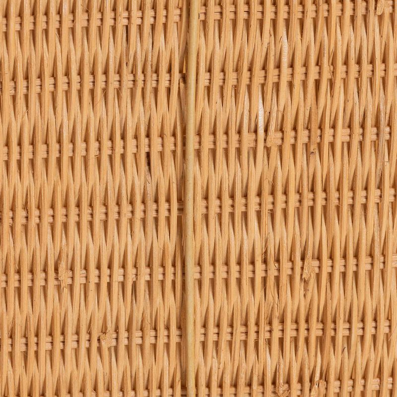 bali & pari Reya Natural Rattan Footstool - Sculptural Handwoven Ottoman with Pedestal Base for Boho, Coastal, or Tropical Lounge and Living Spaces