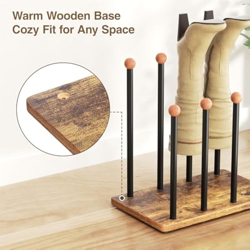 Metal Shoe Organizer 8 Pair Boot Rack Cedar Ball End Boot Rack image number 3
