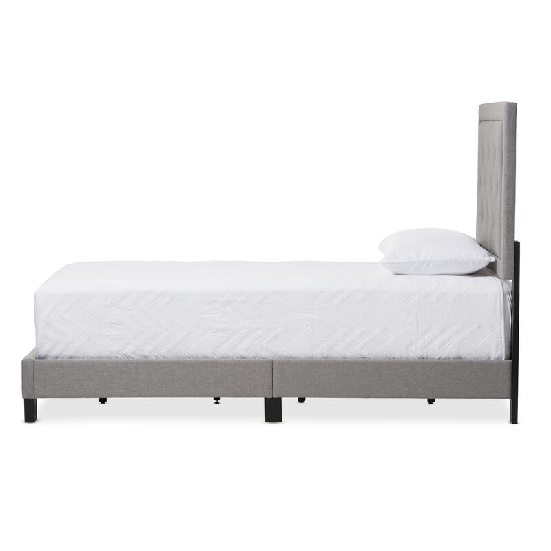 Baxton Studio Paris Modern and Contemporary Grey Fabric Upholstered Twin Size Tufting Bed