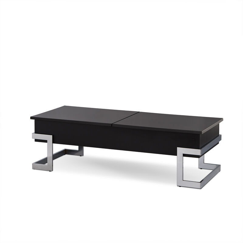Modern Iron Lift Top Coffee Table with Convenient Storage Shelf