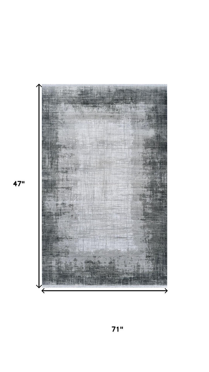 HomeRoots Abstract Distressed Area Rug With Fringe image number 3