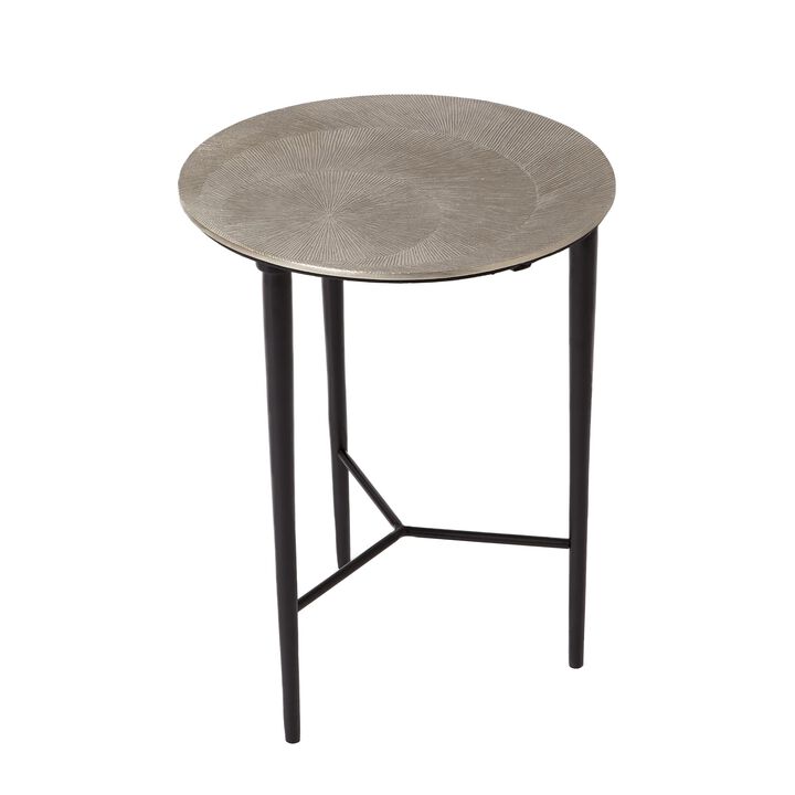 Circle Etched Accent Table-Silver