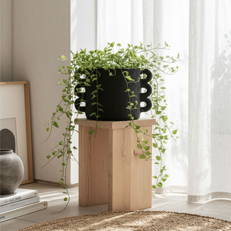 13" Black Arch Handle Planter