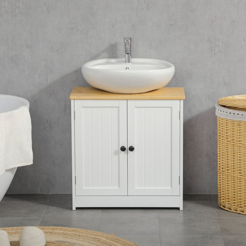 Pedestal Sink Storage Cabinet Under-Sink Organizer with Double Doors