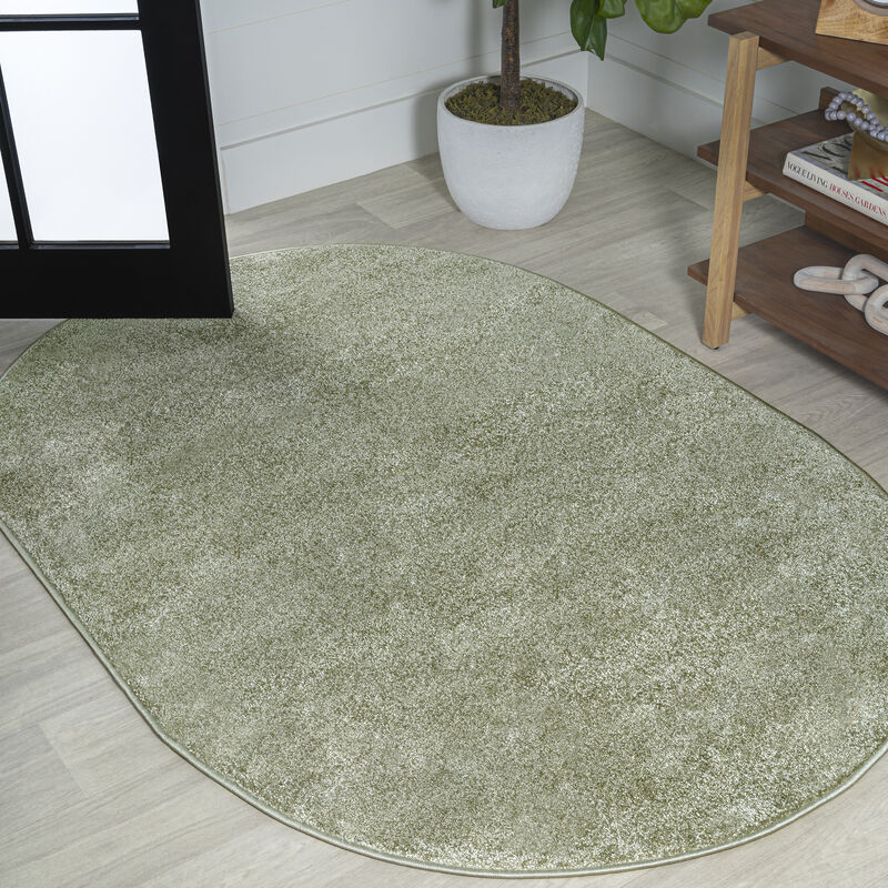 Haze Solid Low Pile Oval Area Rug