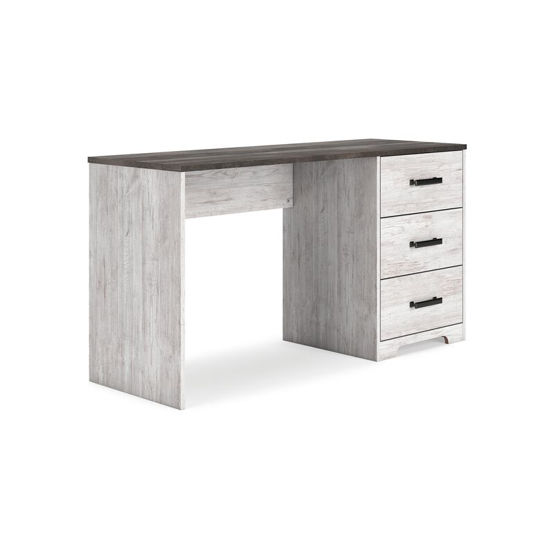 Shawn Home Office Desk, 54 Inch Rectangular Top w Side Drawers, Gray - Benzara