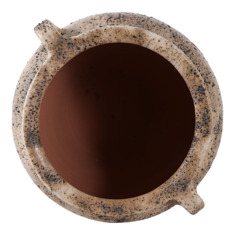 11x10" Textured Terracotta 2-handle Vase,ivry/brwn image number 5