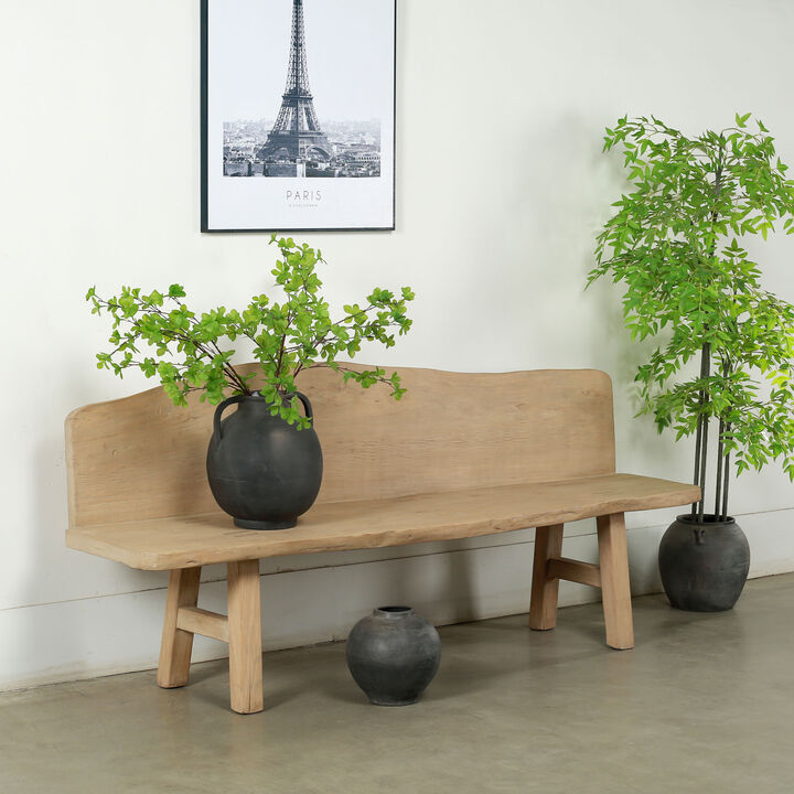 Vintage Elm Entryway Bench in Weathered Natural
