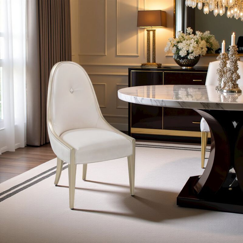 Velvet Upholstered Dining Chair for Dining Table in Beige Finish image number 3
