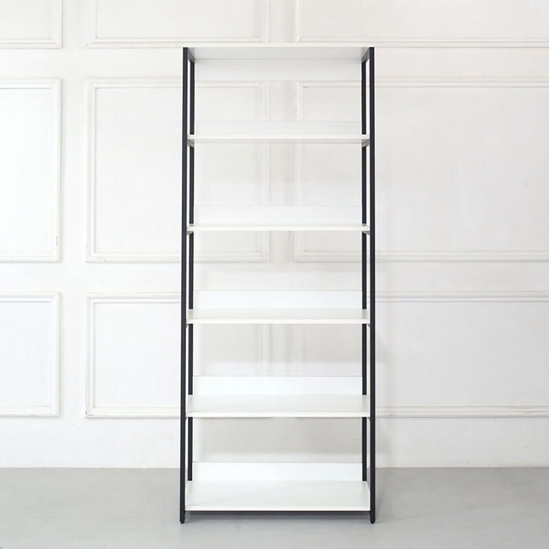 Fiona 111 in. W White Freestanding 3 Tower System 7 -Shelf Walk in Wood Closet System with Metal Frame