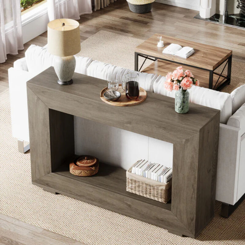 47" Farmhouse Sofa Console Table with Storage for Entryway image number 9