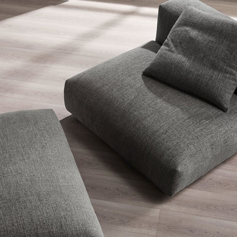 Solace Modular Upholstered Fabric Armless Chair and Ottoman Set image number 9