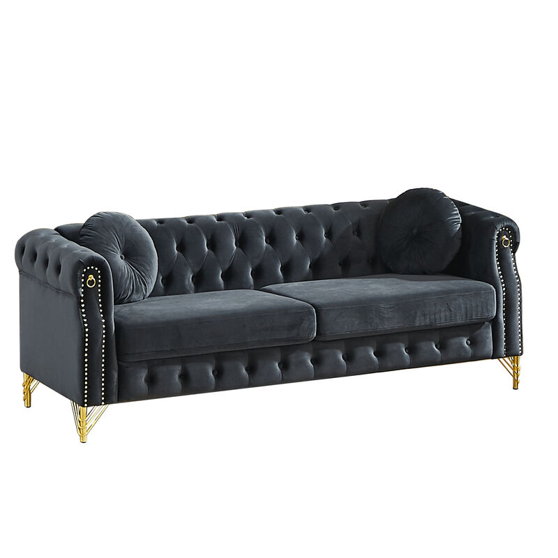 Wapces 82-Inch Velvet Chesterfield sofa image number 0