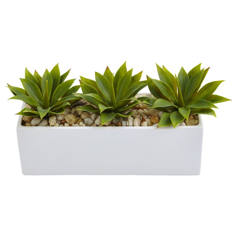 Hivvago Agave Succulent in Rectangular Planter
