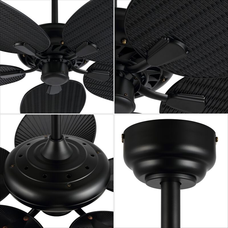 Raffles Bohemian Industrial Iron/Plastic Palm Blade Ceiling Fan