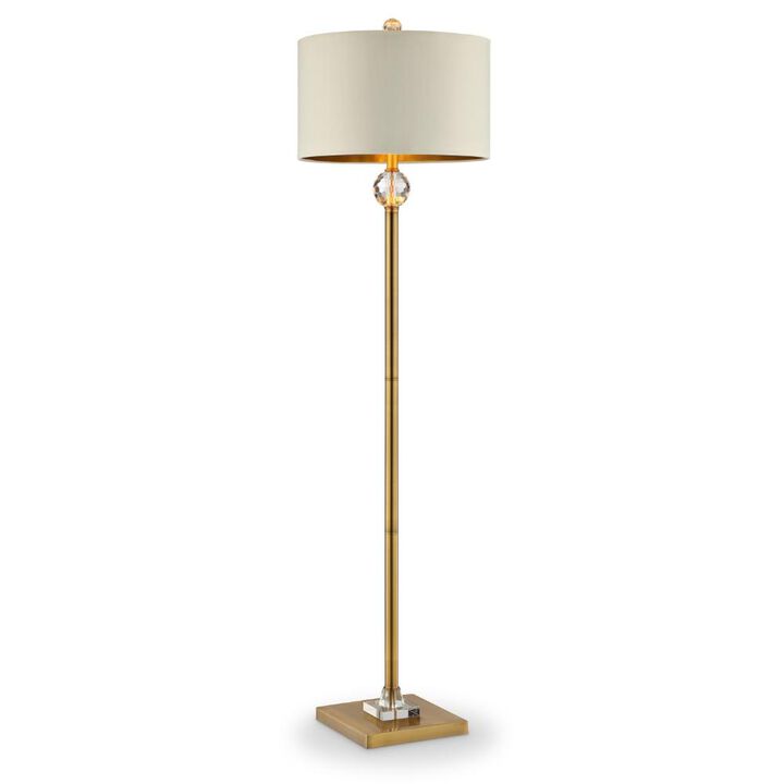 Hivvago 63" Gold Column Floor Lamp With Off White Metal Drum Shade