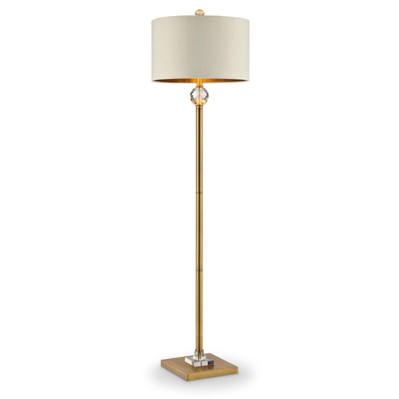 Hivvago 63" Gold Column Floor Lamp With Off White Metal Drum Shade