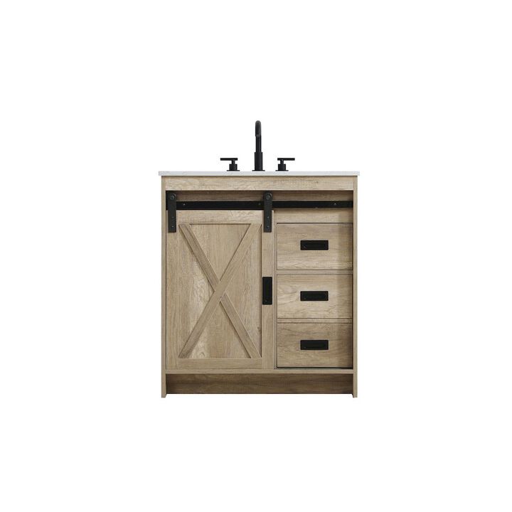 Elegant Kitchen and Bath Austin 30 Inch Single Bathroom Vanity In Natural Oak