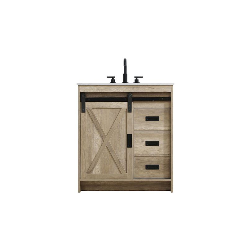 Elegant Kitchen and Bath Austin 30 Inch Single Bathroom Vanity In Natural Oak