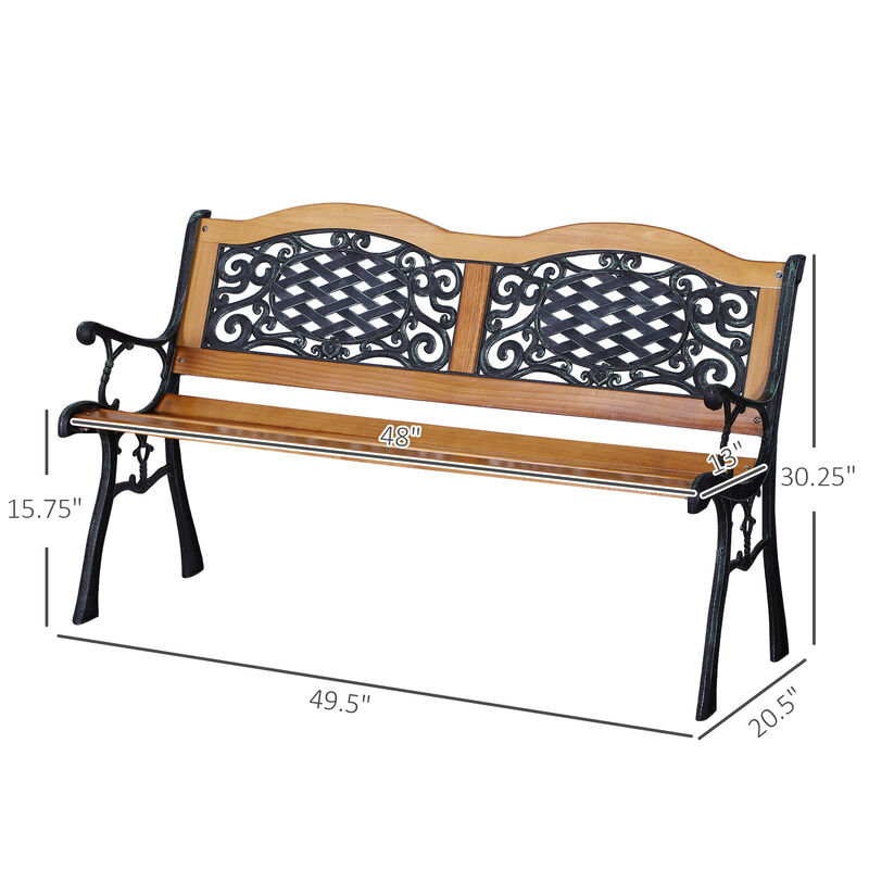 Hivvago 50" Outdoor Garden Bench with Wood & Metal Frame image number 2