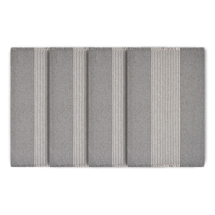 HomeRoots 19" Set of Four Gray And White Striped Cotton Placemats