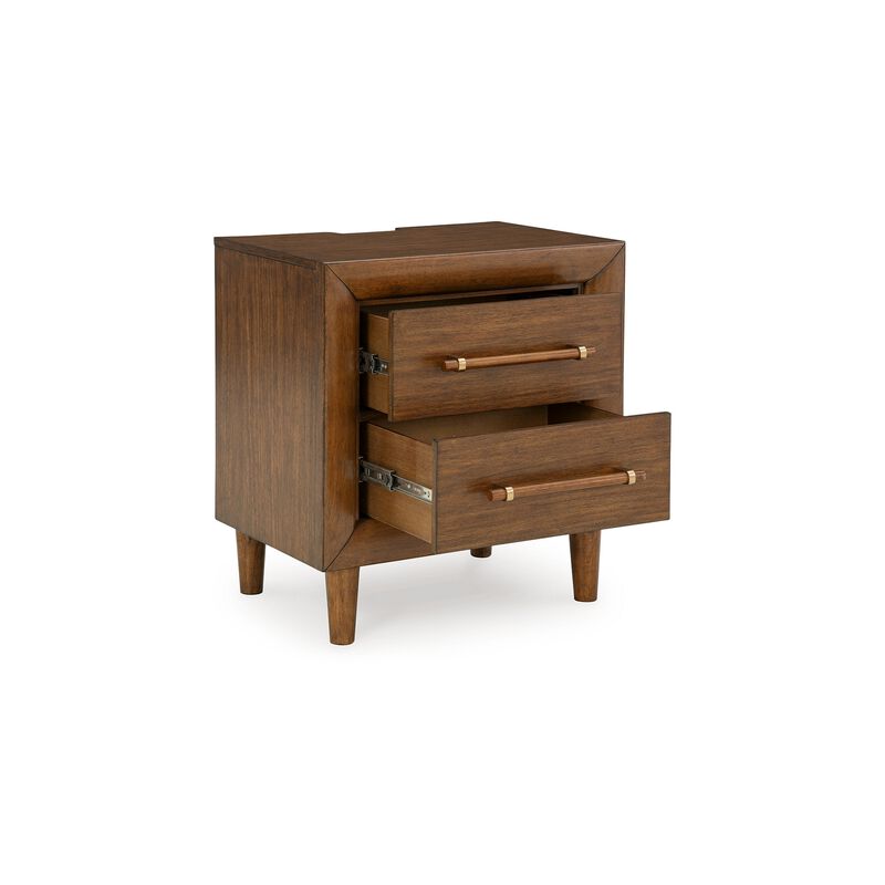Jeyn Nightstand, 2 Drawers, Traditional Dark Brown Solid Hardwood - Benzara