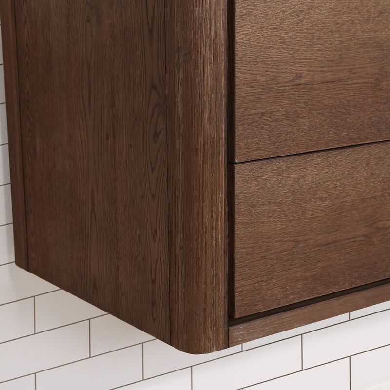 Vinnova Design Cristo 48 Floating Single Bath Vanity in Aged Dark Brown Oak