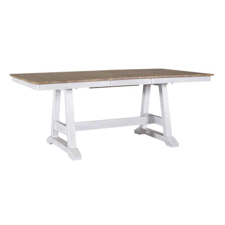 Liberty Furniture Lindsey Farm Trestle Table in Rubberwood Solids & Veneers w/ MDF