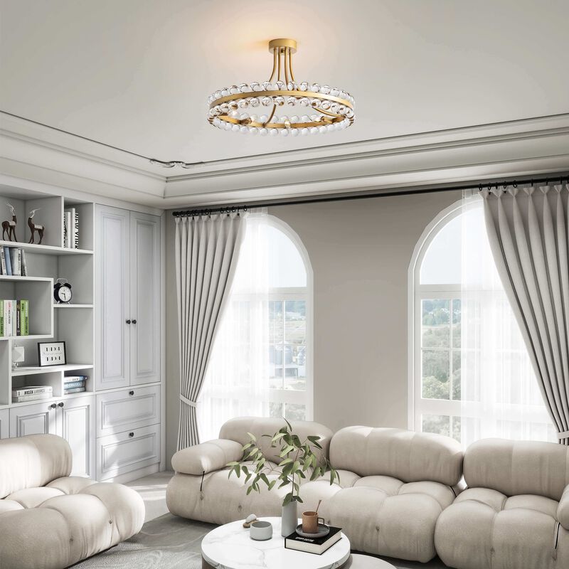 Esme 8-Light Wagon Wheel Crystal Semi-Flush Mount image number 1