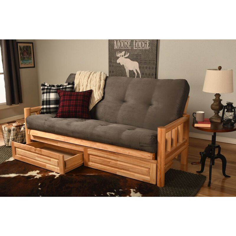 Lodge Frame-Natural Finish-Suede Gray Mattress-Storage Drawers image number 1
