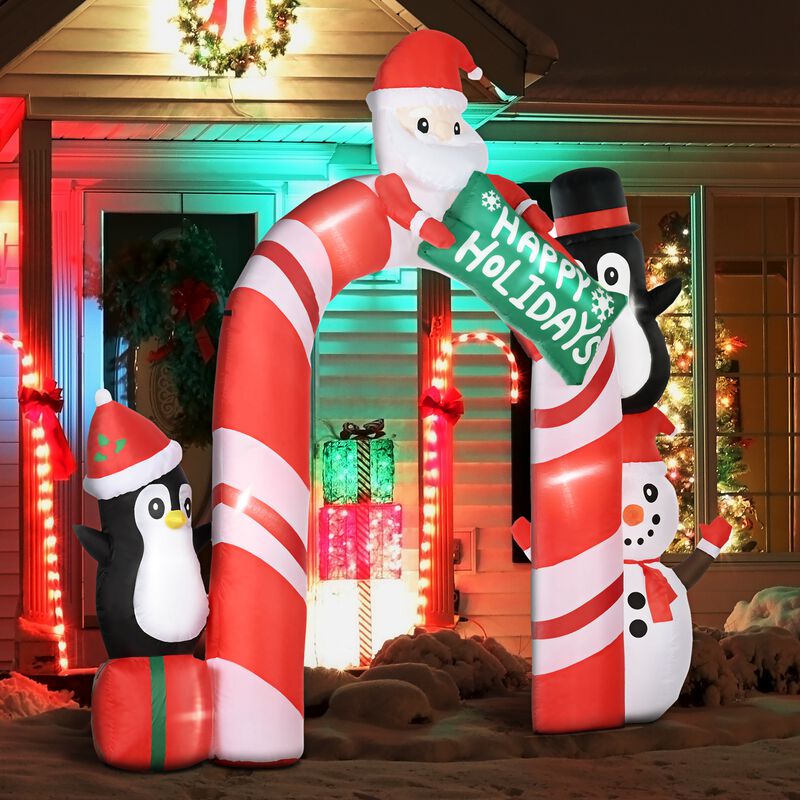 Giant 10ft Christmas Inflatables Decorations Archway with Santa Claus Penguin