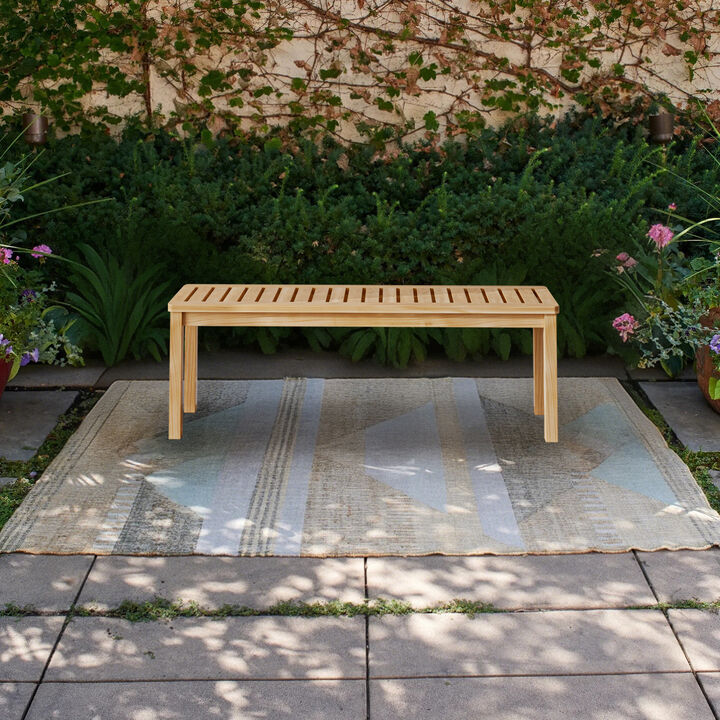 52.1" Outdoor Solid Wood Knot-Free Pine Backless Dining Bench with Slatted Seat – Modern Bench, Perfect for Patio, Backyard, Entryway, Hallway, Living Room, Bedroom, Front Door