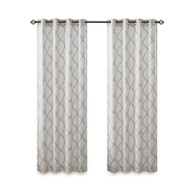Gracie Mills Ondine Scroll Geometric Fretwork Grommet Window Curtain Panel