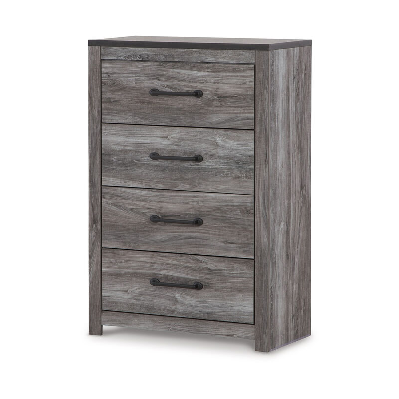 Bono Tall Dresser Chest, 4 Storage Drawers, Wood Grain Gray Finish
