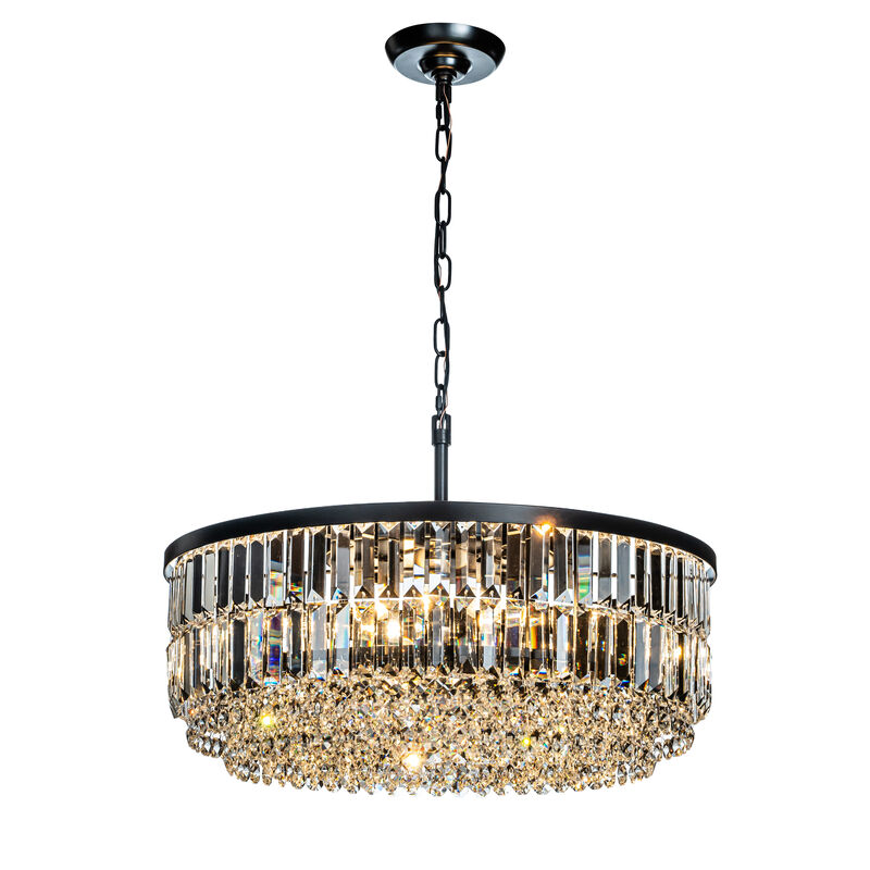 5 Lights 24" Traditional Matte Black Chandelier With Clear Crystal Accents image number 0