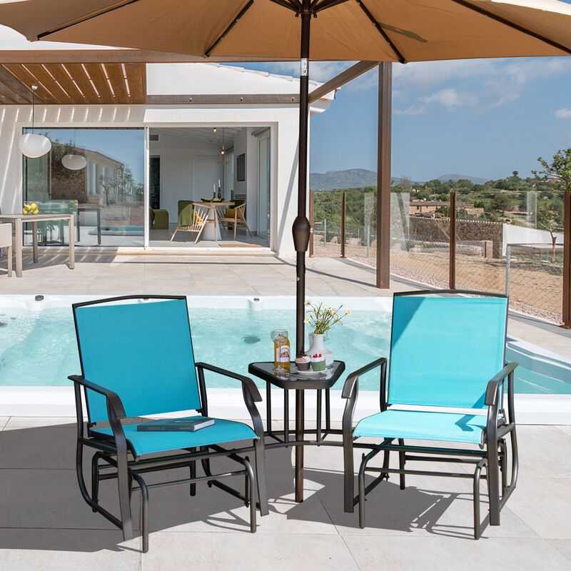 Double Swing Glider Rocker Chair set with Glass Table image number 3