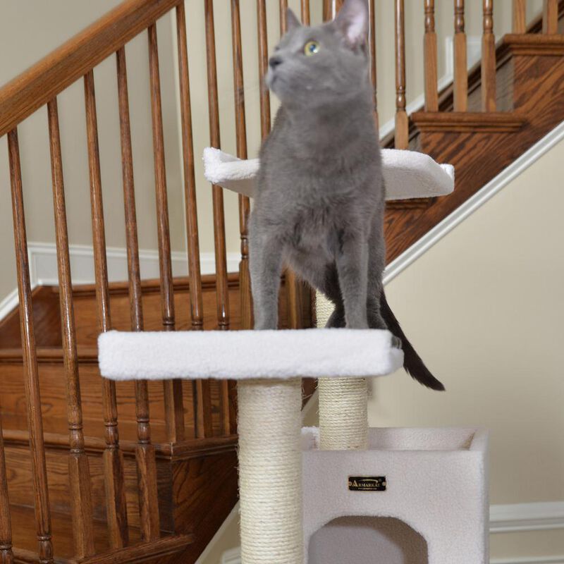 Armarkat Classic Real Wood Cat Tree In Ivory, Jackson Galaxy Approved, Six Levels