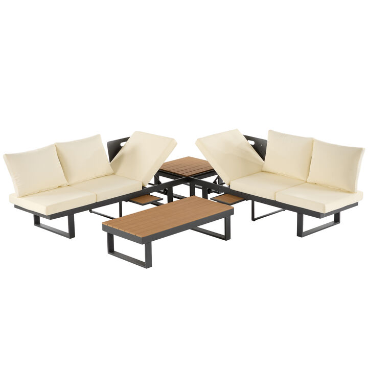 Merax Outdoor Sectional Sofa Table Set Patio Conversation Set